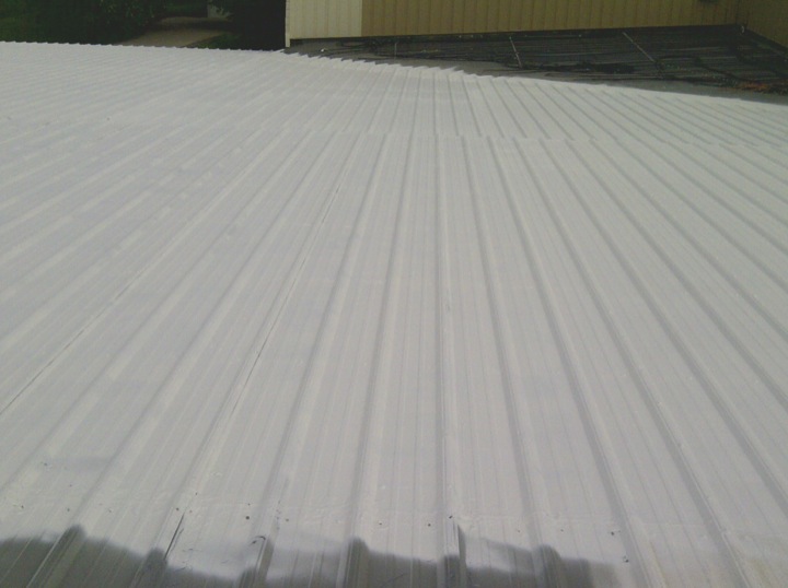 White metal roofing on a building
