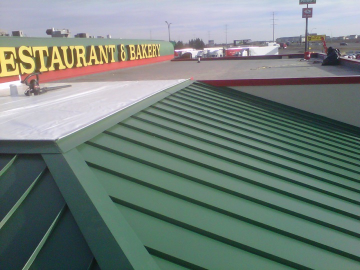 New roofing installed on a restaurant and bakery