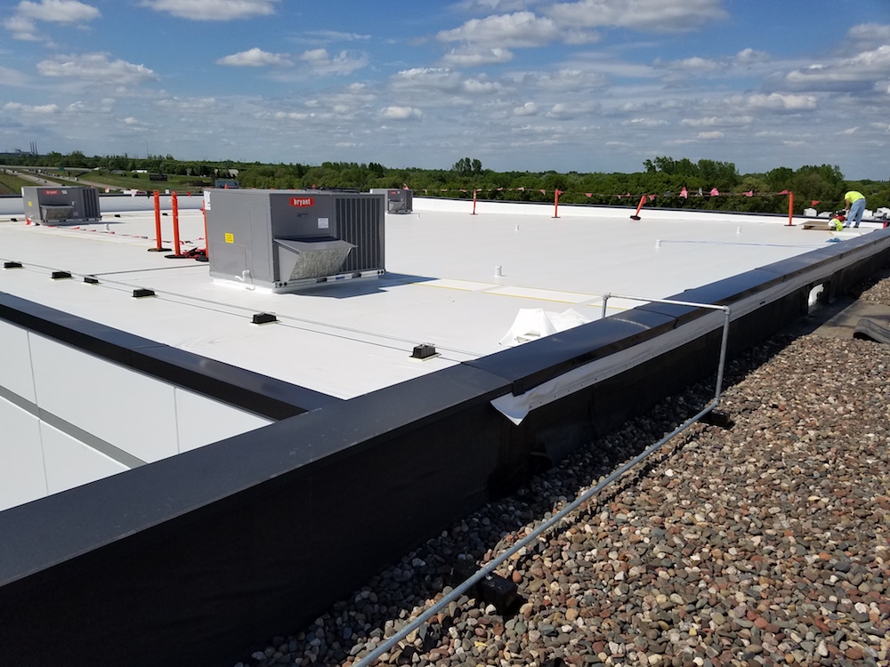 Flat roof on commercial building in Twin Cities.