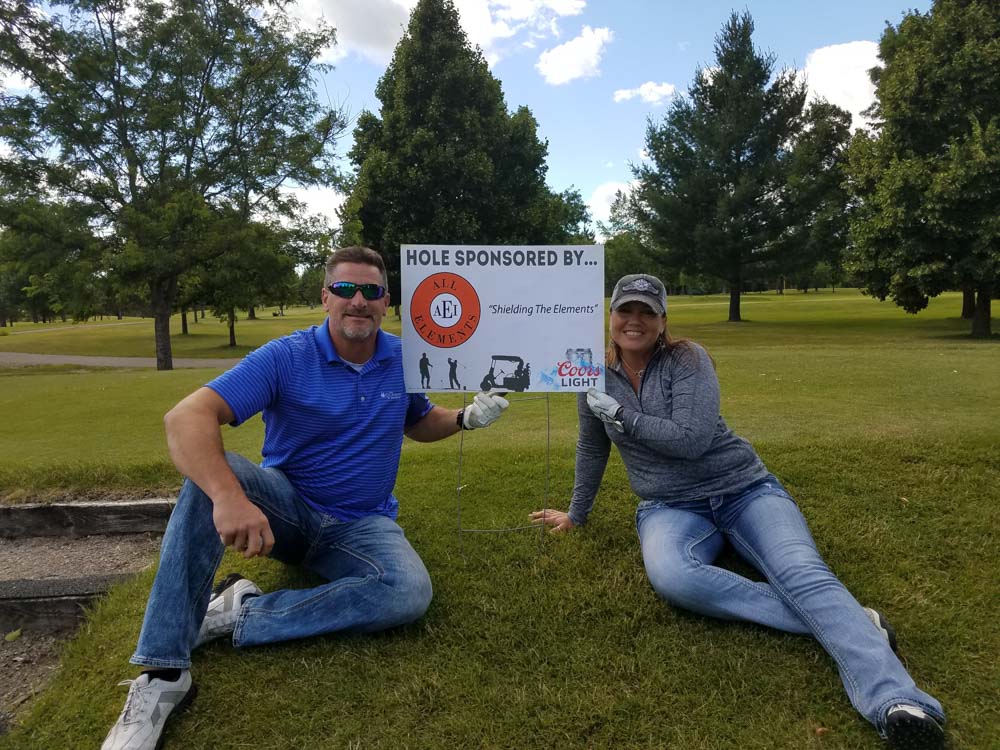 A golf hole sponsored by All Elements Inc.