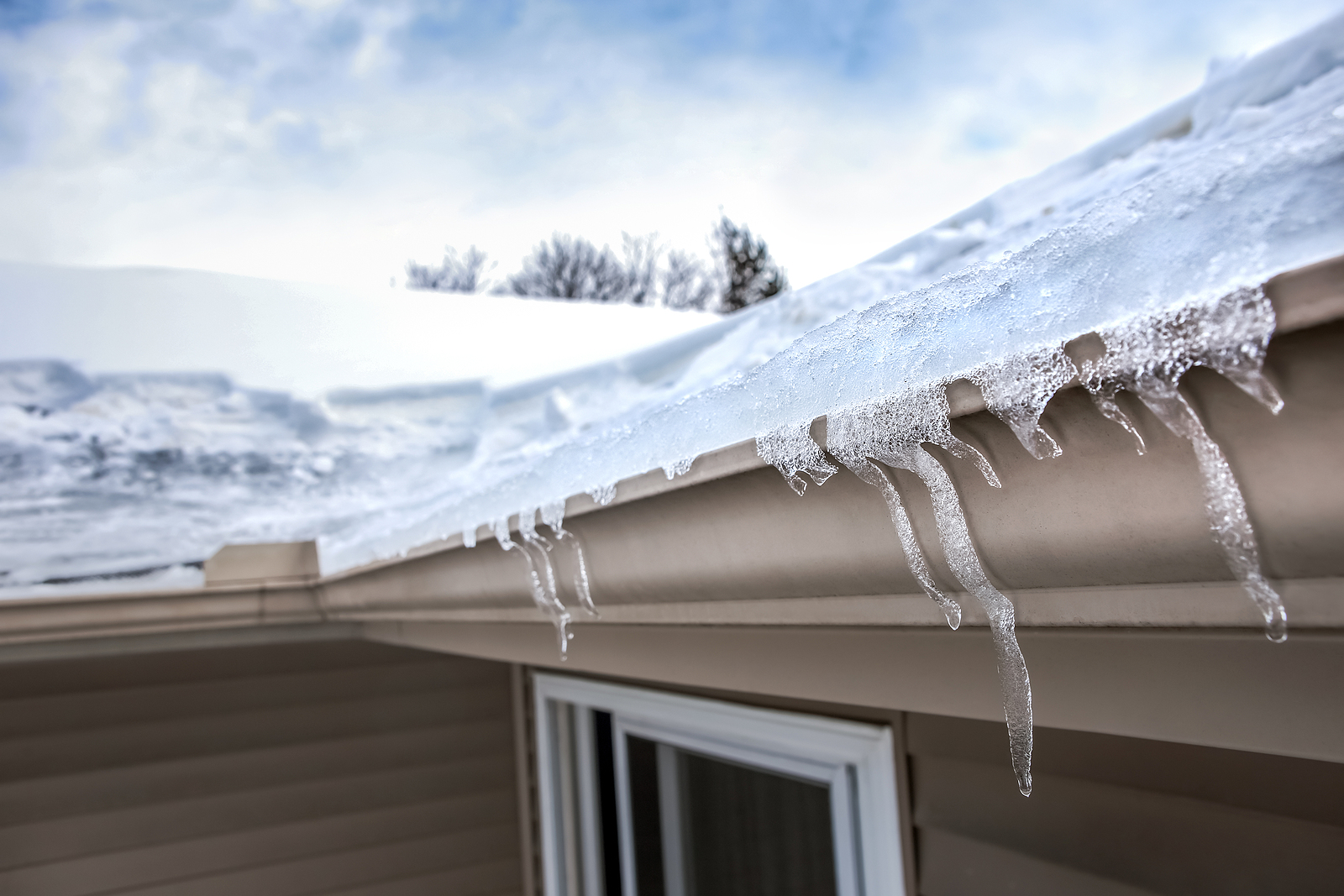 Ice Dam covering the gutters. 