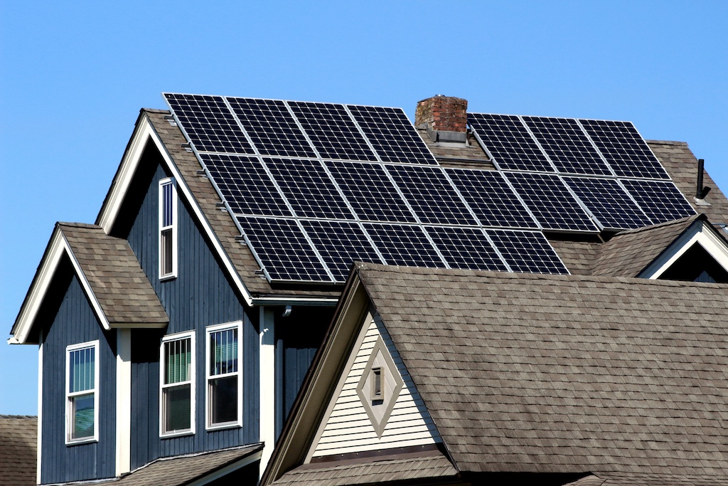 Solar panels on existing Minnesota roofing system.